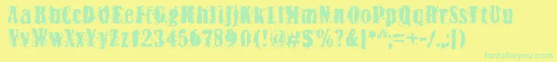 Bn Yiftachrough Font – Green Fonts on Yellow Background
