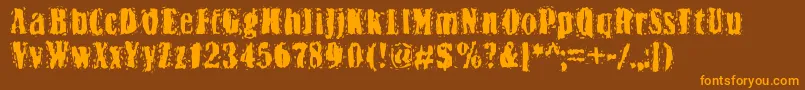 フォントBn Yiftachrough – オレンジ色の文字が茶色の背景にあります。