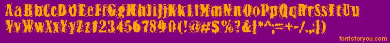 Bn Yiftachrough-fontti – oranssit fontit violetilla taustalla