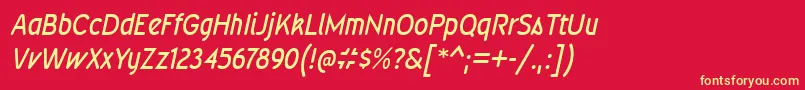 WevlicdrgItalic Font – Yellow Fonts on Red Background