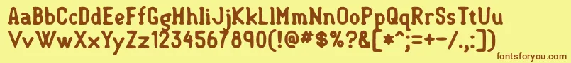 フォントSemisweetBold – 茶色の文字が黄色の背景にあります。