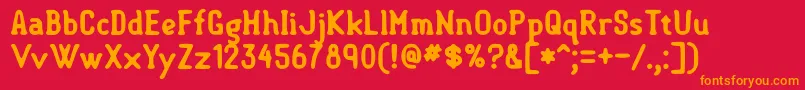 フォントSemisweetBold – 赤い背景にオレンジの文字