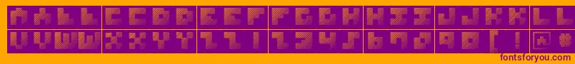 MksquareshatchBricks-Schriftart – Violette Schriften auf orangefarbenem Hintergrund