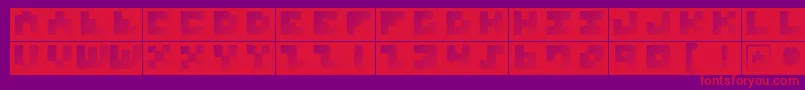 MksquareshatchBricks-Schriftart – Rote Schriften auf violettem Hintergrund