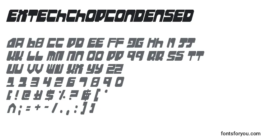 ExtechchopCondensedフォント–アルファベット、数字、特殊文字