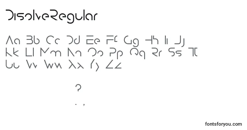 Czcionka DisolveRegular – alfabet, cyfry, specjalne znaki