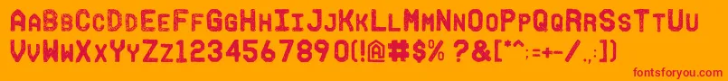 Fonte FhInk – fontes vermelhas em um fundo laranja