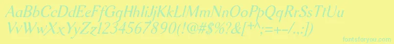 Aurelisadfno2stdItalic Font – Green Fonts on Yellow Background