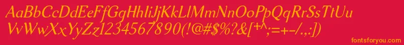 Aurelisadfno2stdItalic Font – Orange Fonts on Red Background