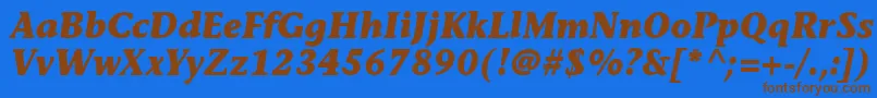 フォントMesouranCasualBlackSsiBoldItalic – 茶色の文字が青い背景にあります。