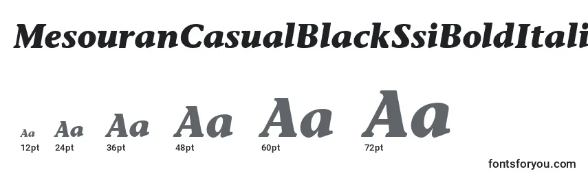 Размеры шрифта MesouranCasualBlackSsiBoldItalic