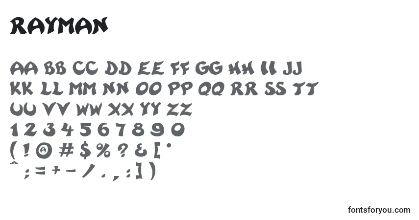 Schriftart Rayman – Alphabet, Zahlen, spezielle Symbole