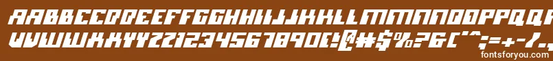 MicronianItalic-fontti – valkoiset fontit ruskealla taustalla