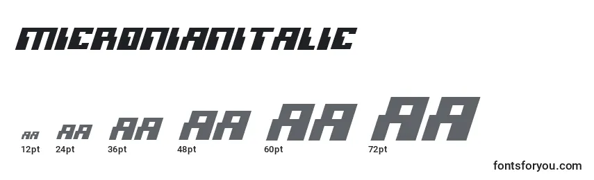Размеры шрифта MicronianItalic