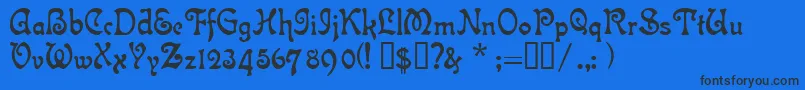 フォントIslaBella – 黒い文字の青い背景