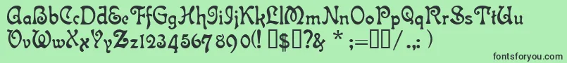 フォントIslaBella – 緑の背景に黒い文字