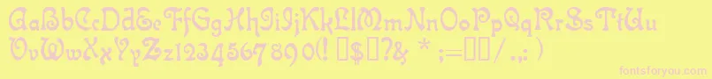 IslaBella-fontti – vaaleanpunaiset fontit keltaisella taustalla