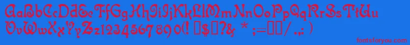 IslaBella Font – Red Fonts on Blue Background