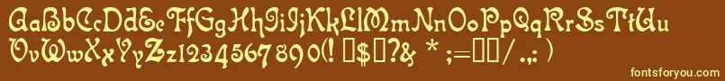 IslaBella-fontti – keltaiset fontit ruskealla taustalla