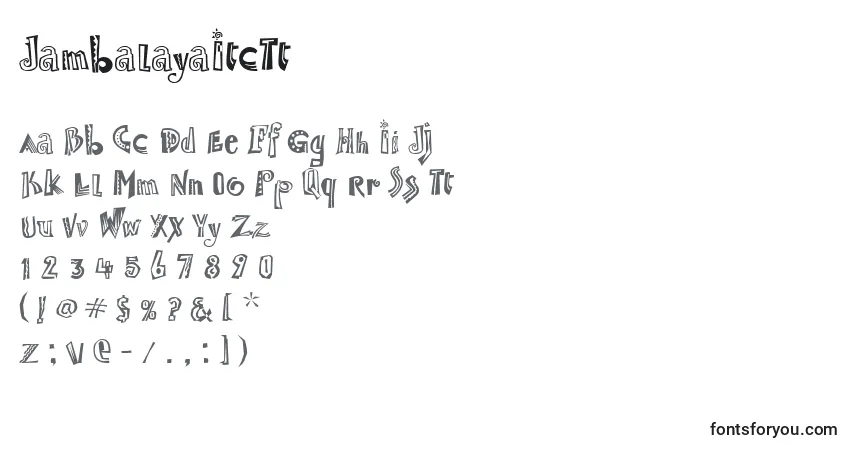 JambalayaItcTtフォント–アルファベット、数字、特殊文字