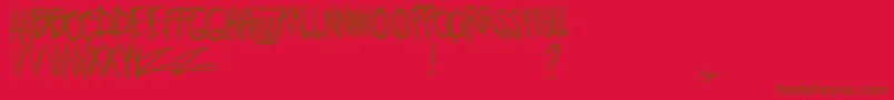 Saiba mais sobre a fonte JoWroteALovesong Fonte JoWroteALovesong – fontes marrons em um fundo vermelho