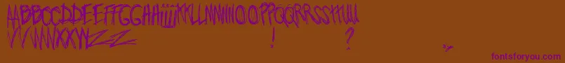 JoWroteALovesong-Schriftart – Violette Schriften auf braunem Hintergrund