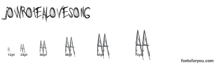 JoWroteALovesong font sizes