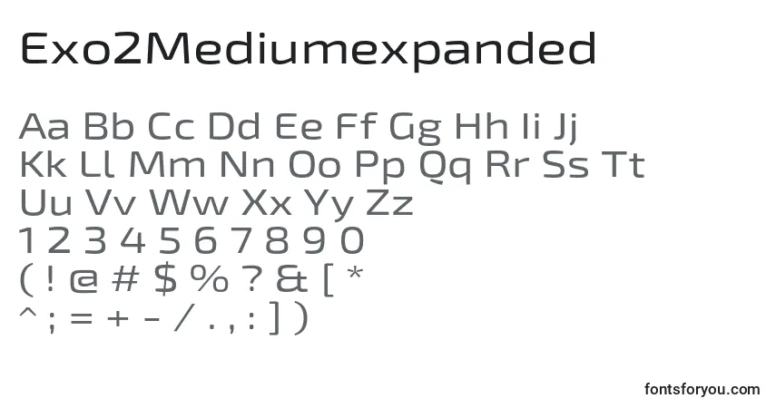 Шрифт Exo2Mediumexpanded – алфавит, цифры, специальные символы