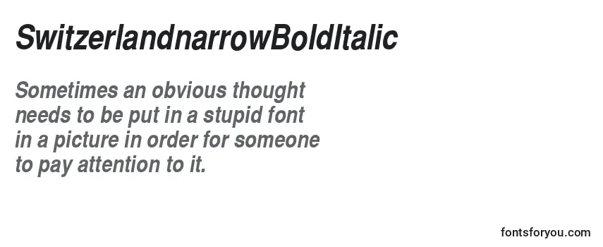 SwitzerlandnarrowBoldItalic Font