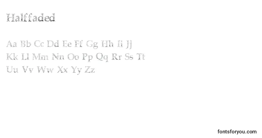 Schriftart Halffaded – Alphabet, Zahlen, spezielle Symbole