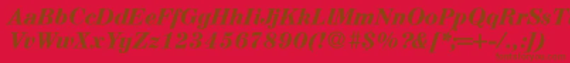 Weitere Informationen zur A850RomanBolditalic-Schriftart A850RomanBolditalic-Schriftart – Braune Schriften auf rotem Hintergrund