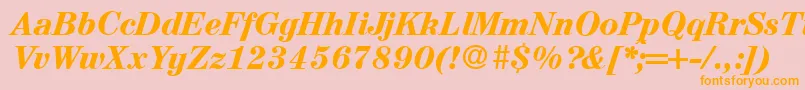 A850RomanBolditalic-Schriftart – Orangefarbene Schriften auf rosa Hintergrund