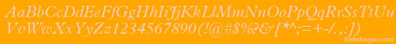 PlantinItalic-fontti – vaaleanpunaiset fontit oranssilla taustalla