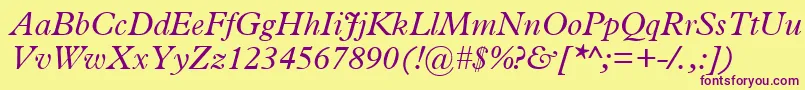 PlantinItalic Font – Purple Fonts on Yellow Background