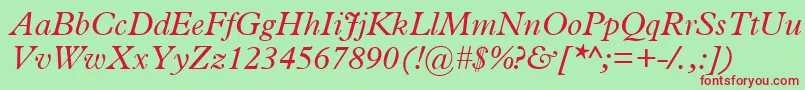 PlantinItalic-Schriftart – Rote Schriften auf grünem Hintergrund