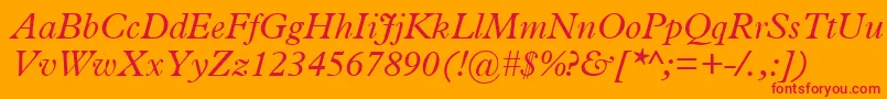 PlantinItalic-fontti – punaiset fontit oranssilla taustalla