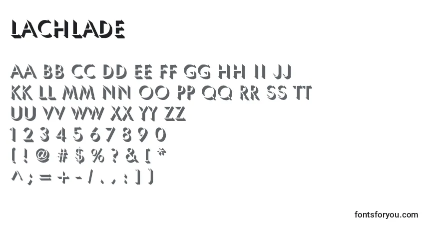 A fonte Lachlade – alfabeto, números, caracteres especiais
