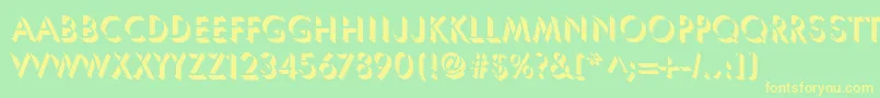 フォントLachlade – 黄色の文字が緑の背景にあります
