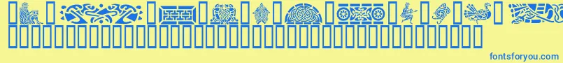 Шрифт GeCelticArt – синие шрифты на жёлтом фоне