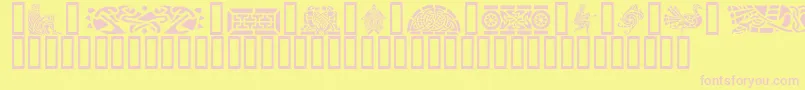 GeCelticArt-fontti – vaaleanpunaiset fontit keltaisella taustalla