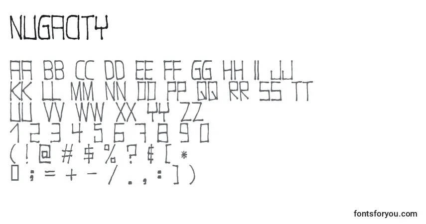 Schriftart Nugacity – Alphabet, Zahlen, spezielle Symbole