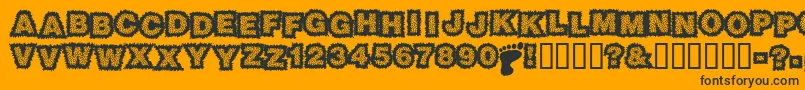 Sasquatch-Schriftart – Schwarze Schriften auf orangefarbenem Hintergrund