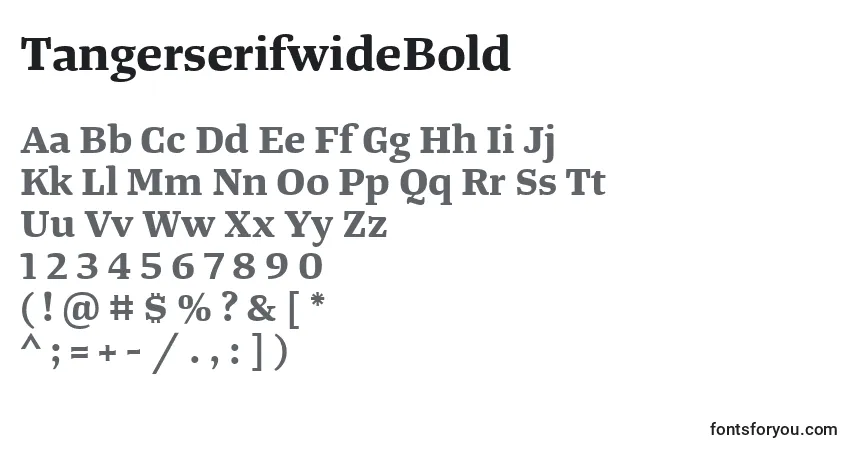 Шрифт TangerserifwideBold – алфавит, цифры, специальные символы