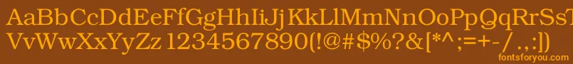Kacsttitle-Schriftart – Orangefarbene Schriften auf braunem Hintergrund