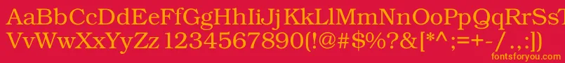 Kacsttitle-Schriftart – Orangefarbene Schriften auf rotem Hintergrund
