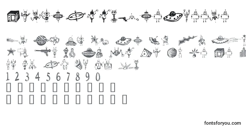Czcionka SpaceWooziesExtras – alfabet, cyfry, specjalne znaki