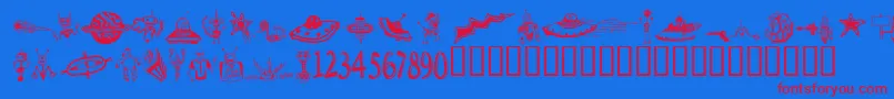 SpaceWooziesExtras Font – Red Fonts on Blue Background