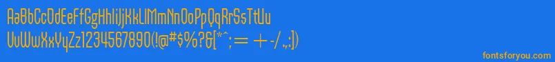 フォントOrbonItcRegular – オレンジ色の文字が青い背景にあります。