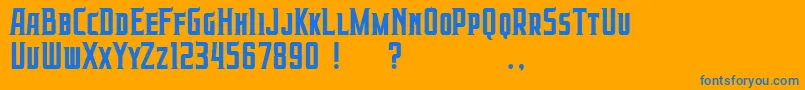 Prabowo-Schriftart – Blaue Schriften auf orangefarbenem Hintergrund