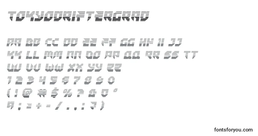 Schriftart Tokyodriftergrad – Alphabet, Zahlen, spezielle Symbole